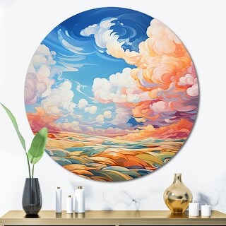 Designart "Clouds Skys Canvas VI" Landscapes Metal Circle Wall Decor ...
